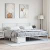 Cadru de pat metalic cu tăblie, alb, 193x203 cm