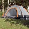 Cort camping, 5 persoane, gri/oranj, setare rapidă