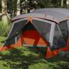 Cort camping cu verandă 4 persoane, gri/portocaliu, impermeabil