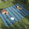 Pătură de picnic pliabilă, val albastre, 200x150 cm catifea