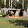 Cort de camping tunel 5 persoane, gri/portocaliu, impermeabil