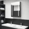 Dulap de baie cu oglindă și led, gri strălucitor, 50x13x70 cm