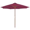 Umbrelă de soare exterior, stâlp din lemn, 300 cm, roșu bordo