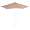 Umbrelă de soare de exterior cu stâlp din lemn, taupe, 270 cm