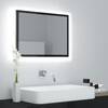 Oglindă de baie cu led, negru extralucios, 60x8,5x37 cm, pal