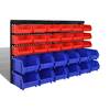 Set organizator plastic garaj, montare perete, 30 buc, albastru-roșu