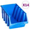 Cutii de depozitare stivuibile, 14 buc., albastru, plastic