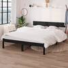 Cadru de pat uk dublu, negru, 135x190 cm, lemn masiv de pin
