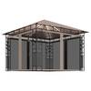 Pavilion cu plasă anti-țânțari&lumini led,gri taupe, 3x3x2,73 m