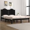 Cadru pat small double 4ft, negru, 120x190 cm, lemn masiv pin
