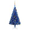 Brad de crăciun artificial led-uri&globuri albastru 120 cm pvc