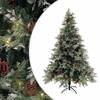 Brad de crăciun cu led-uri&conuri de pin verde&alb 150cm pvc&pe