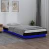 Cadru de pat single 3ft cu led, negru, 90x190 cm, lemn masiv