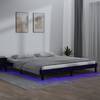 Cadru de pat cu led, negru, 120x200 cm, lemn masiv
