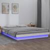 Cadru de pat cu led super king 6ft, alb, 180x200 cm, lemn masiv