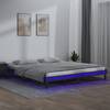 Cadru de pat cu led, gri, 200x200 cm, lemn masiv