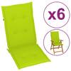 Perne scaun de grădină, 6 buc., verde aprins, 120x50x4 cm