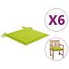 Perne scaun de grădină 6 buc. verde deschis 50x50x3 cm textil