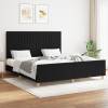 Cadru de pat cu tăblie, negru, 160x200 cm, textil