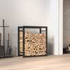 Suport pentru lemne de foc, negru mat, 50x28x56 cm, oțel