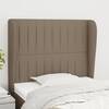 Tăblie de pat cu aripioare gri taupe 103x23x118/128 cm textil