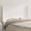 Tăblie de pat cu aripioare, alb, 147x16x118/128 cm, piele eco