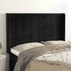 Tăblie de pat cu aripioare, negru, 147x16x118/128 cm, catifea