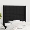 Tăblie de pat cu aripioare, negru, 83x16x118/128 cm, textil