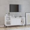 Comodă tv, alb extralucios, 100x35x55 cm, lemn prelucrat