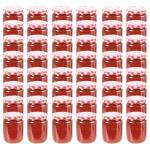 Borcane de sticlă pentru gem capac alb și roșu, 48 buc, 230 ml