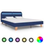 Cadru de pat cu led-uri, albastru, 160x200 cm, material textil