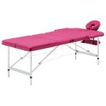 Masă de masaj pliabilă, 3 zone, roz, aluminiu