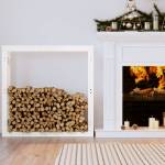 Rastel pentru lemne de foc, alb, 100x25x100 cm, lemn masiv pin