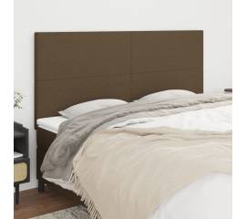 Tăblii de pat, 4 buc, maro închis, 100x5x78/88 cm, textil