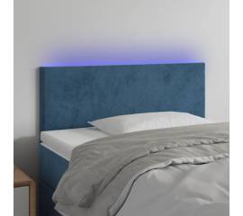 Tăblie de pat cu led, albastru închis, 80x5x78/88 cm, catifea