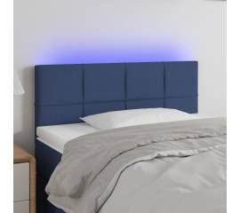 Tăblie de pat cu led, albastru, 80x5x78/88 cm, textil