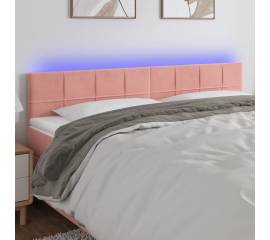 Tăblie de pat cu led, roz, 160x5x78/88 cm, catifea
