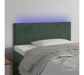 Tăblie de pat cu led, verde închis, 90x5x78/88 cm, catifea