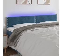 Tăblie de pat cu led, albastru închis, 180x5x78/88 cm, catifea