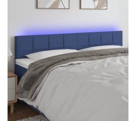 Tăblie de pat cu led, albastru, 160x5x78/88 cm, textil