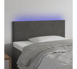 Tăblie de pat cu led, gri închis, 90x5x78/88 cm, catifea
