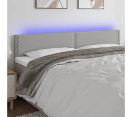 Tăblie de pat cu led, gri deschis, 160x5x78/88 cm, textil