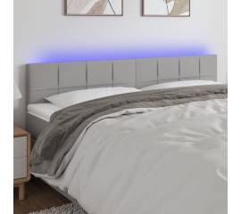 Tăblie de pat cu led, gri deschis, 160x5x78/88 cm, textil