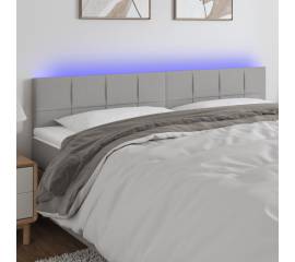 Tăblie de pat cu led, gri deschis, 200x5x78/88 cm, textil