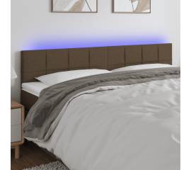 Tăblie de pat cu led, gri taupe, 180x5x78/88 cm, textil
