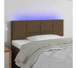 Tăblie de pat cu led, maro închis, 90x5x78/88 cm, textil