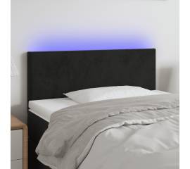 Tăblie de pat cu led, negru, 100x5x78/88 cm, catifea
