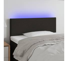 Tăblie de pat cu led, negru, 100x5x78/88 cm, textil