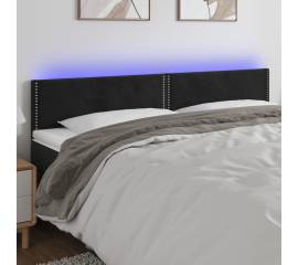 Tăblie de pat cu led, negru, 160x5x78/88 cm, catifea