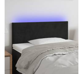 Tăblie de pat cu led, negru, 90x5x78/88 cm, catifea